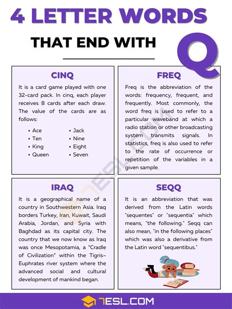 4 letter words ending in q.